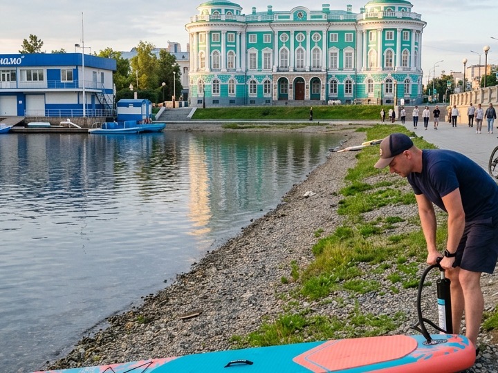Пологий заход в воду у водной станции Динамо на набережной — Городской пруд, Екатеринбург
